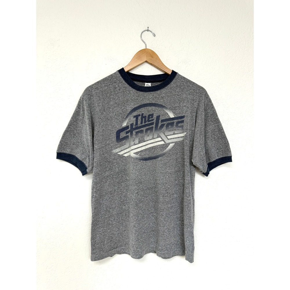 RARE The Strokes Band Graphic Magna Logo T-Shirt Mens Ringer Tee L